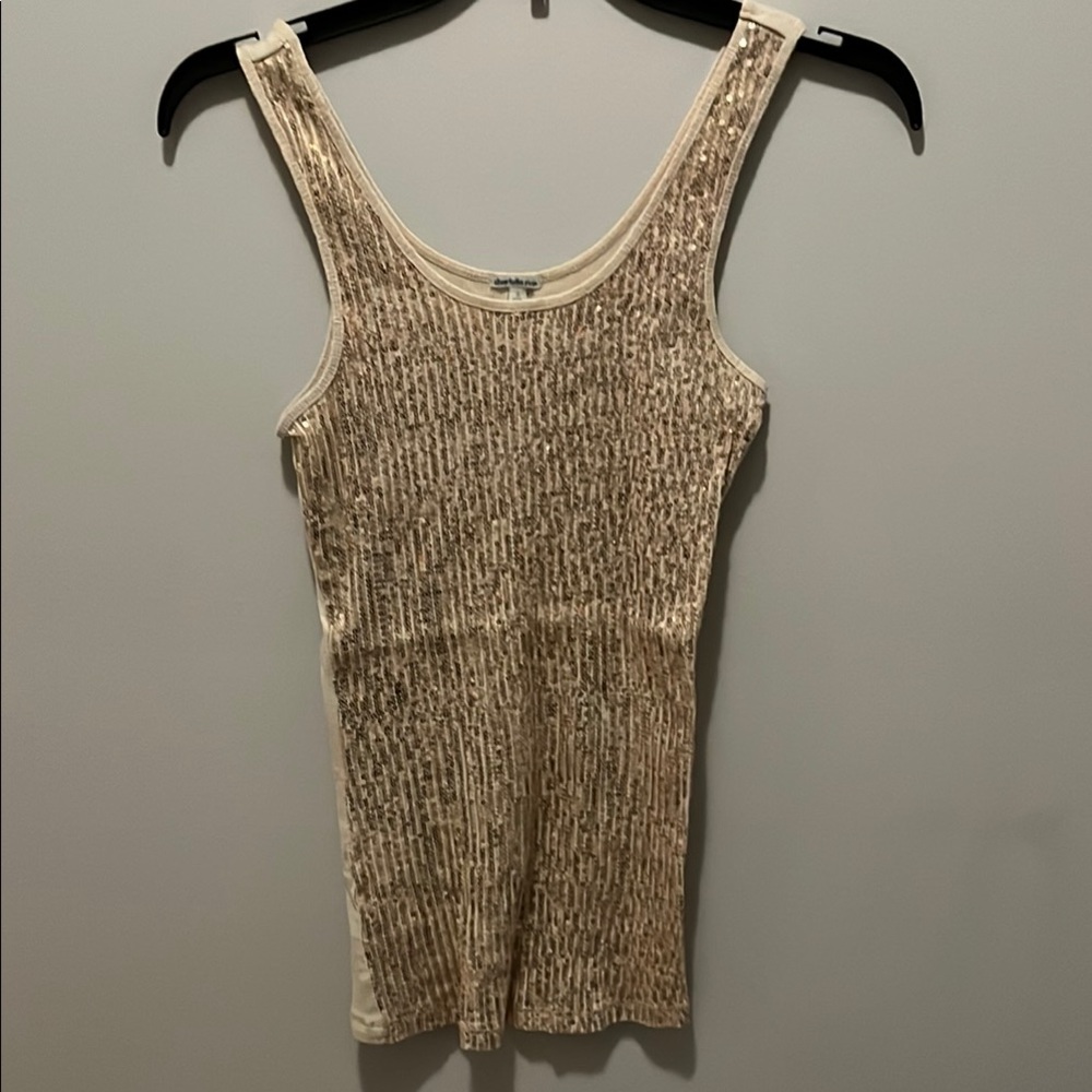 Charlotte Russe Gold Ribbed Fitted Tank Top